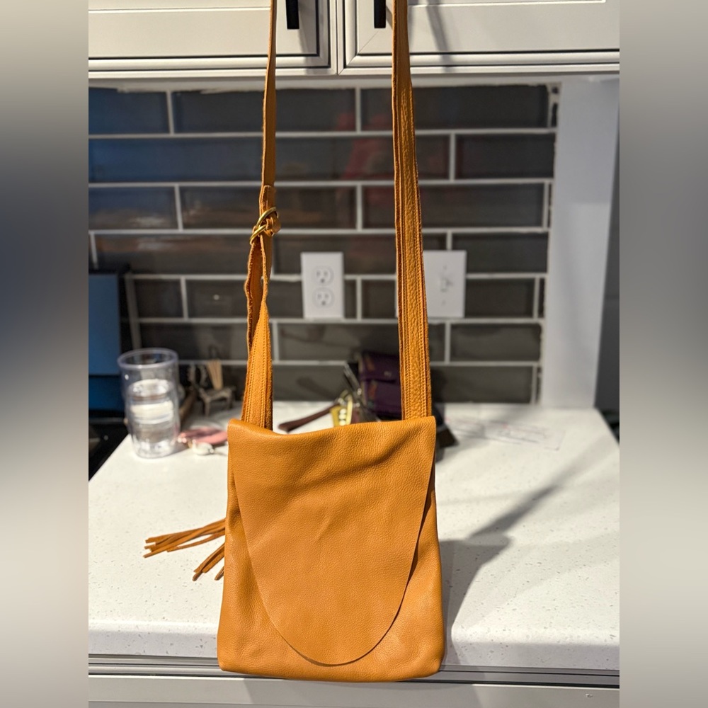 Orange Leather Crossbody Bag